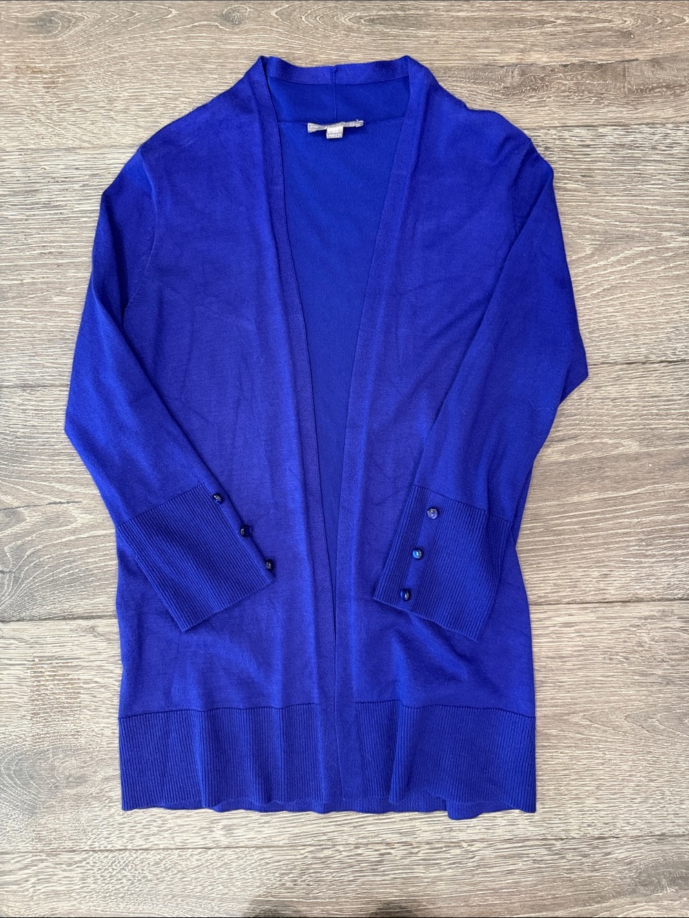 Open-Front Long Cardigan in Cobalt Blue